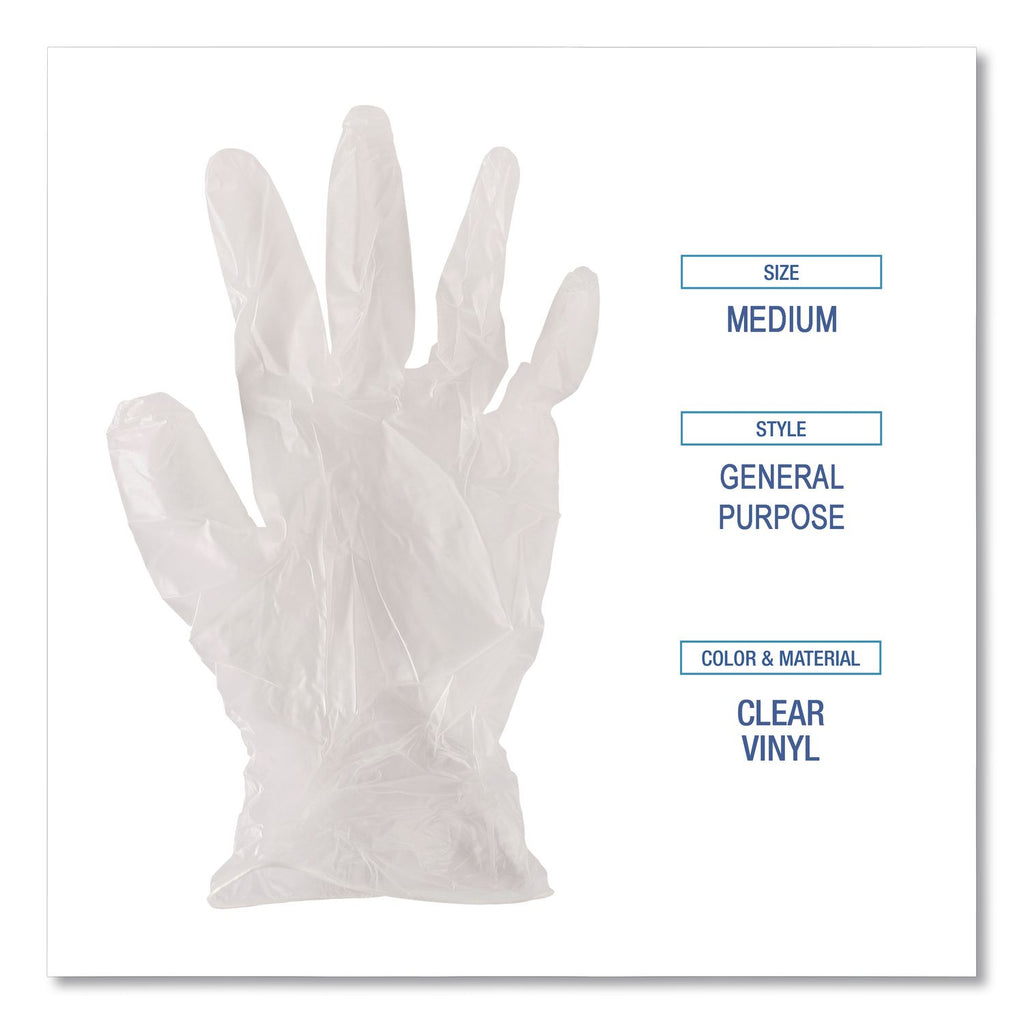 General Purpose Vinyl Gloves, Powder/Latex-Free, 2.6 mil, Medium, Clear, 100/Box