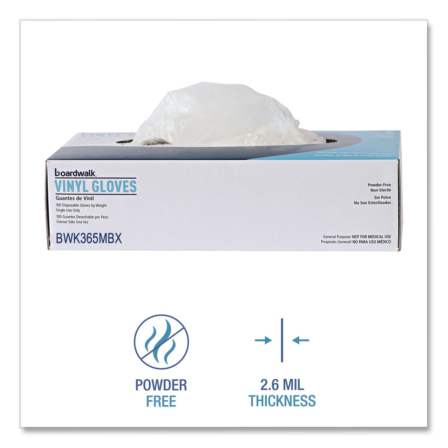 General Purpose Vinyl Gloves, Powder/Latex-Free, 2.6 mil, Medium, Clear, 100/Box, 10 Boxes/Carton