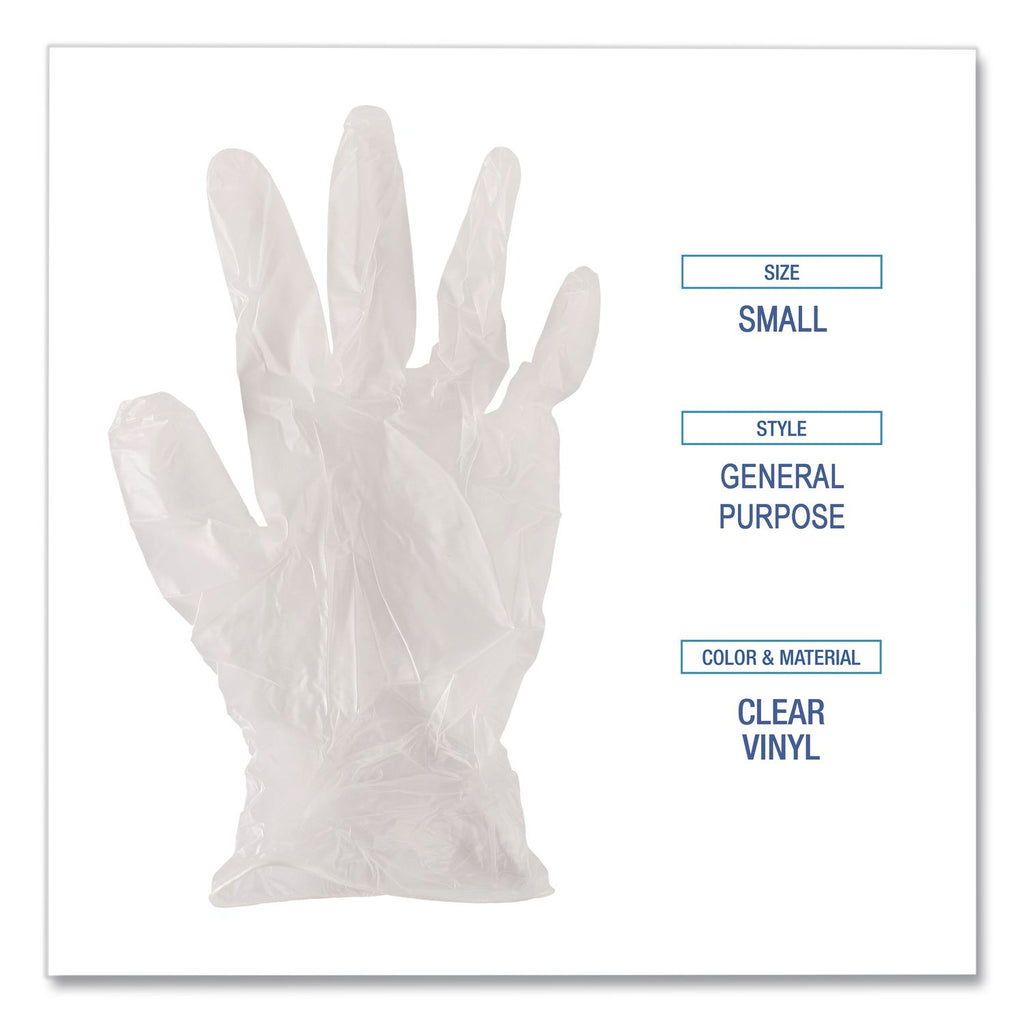 General Purpose Vinyl Gloves, Powder/Latex-Free, 2.6 mil, Small, Clear, 100/Box, 10 Boxes/Carton