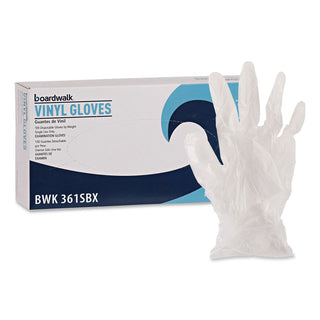 Exam Vinyl Gloves, Clear, Large, 3 3/5 mil, 100/Box, 10 Boxes/Carton
