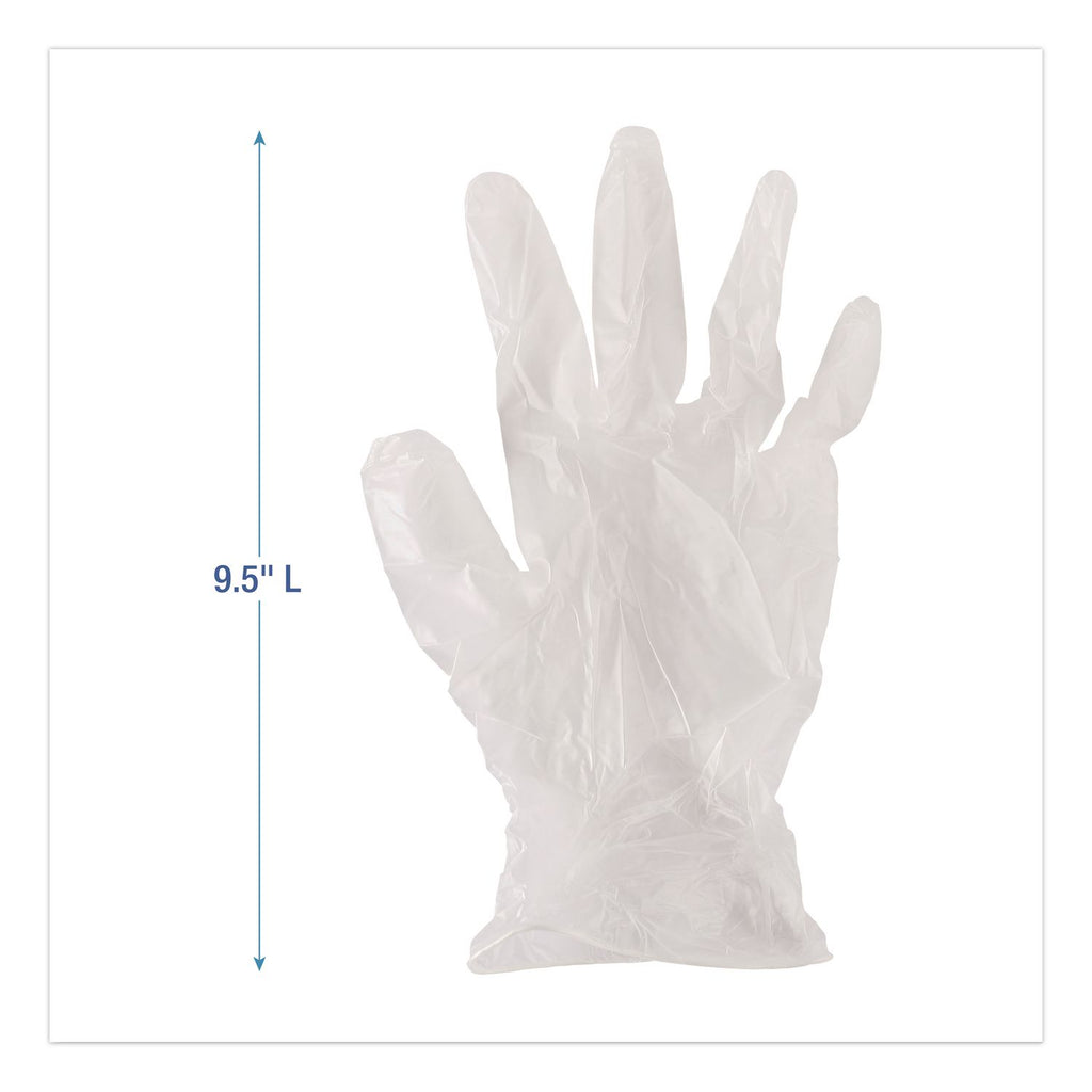 Exam Vinyl Gloves, Clear, Large, 3 3/5 mil, 100/Box, 10 Boxes/Carton