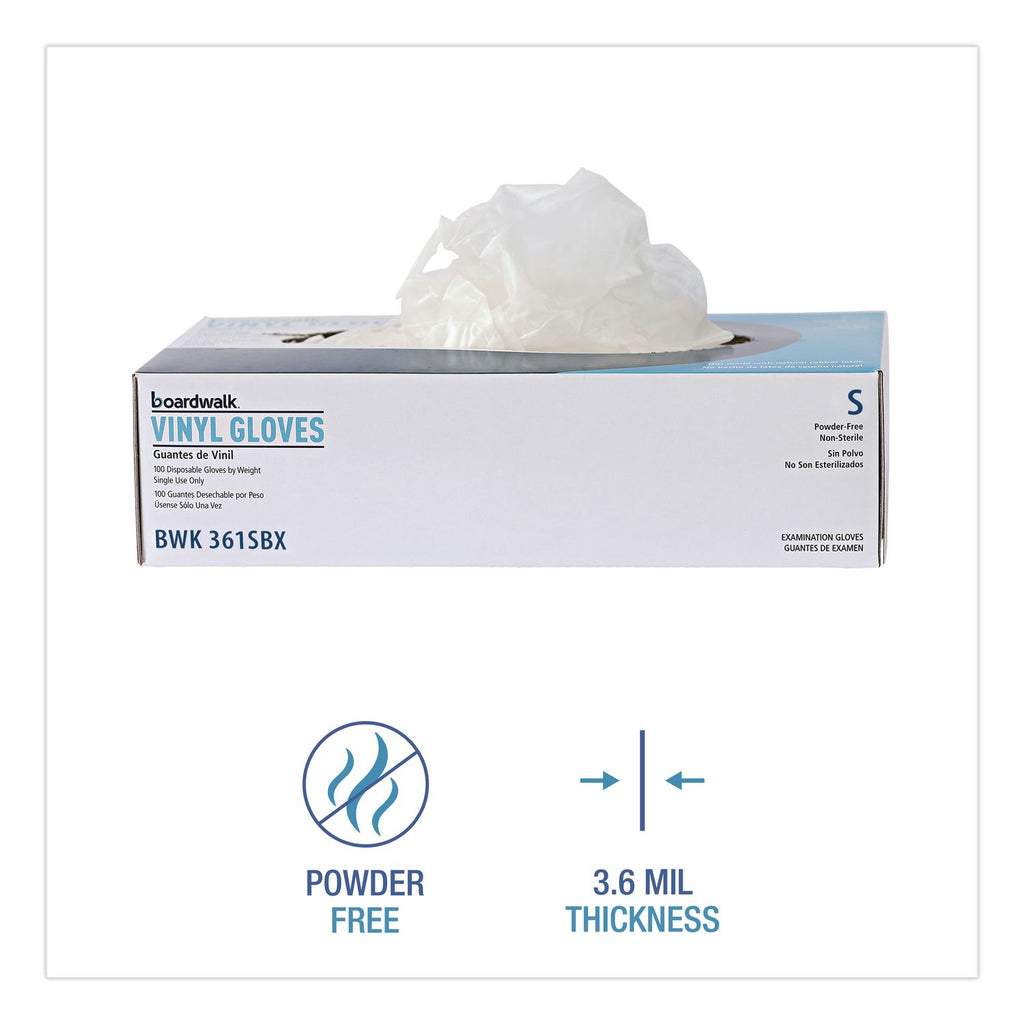 Exam Vinyl Gloves, Clear, Large, 3 3/5 mil, 100/Box, 10 Boxes/Carton