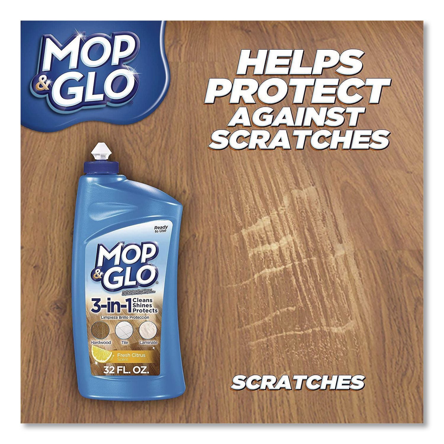 Triple Action Floor Cleaner, Fresh Citrus Scent, 32 oz Bottle
