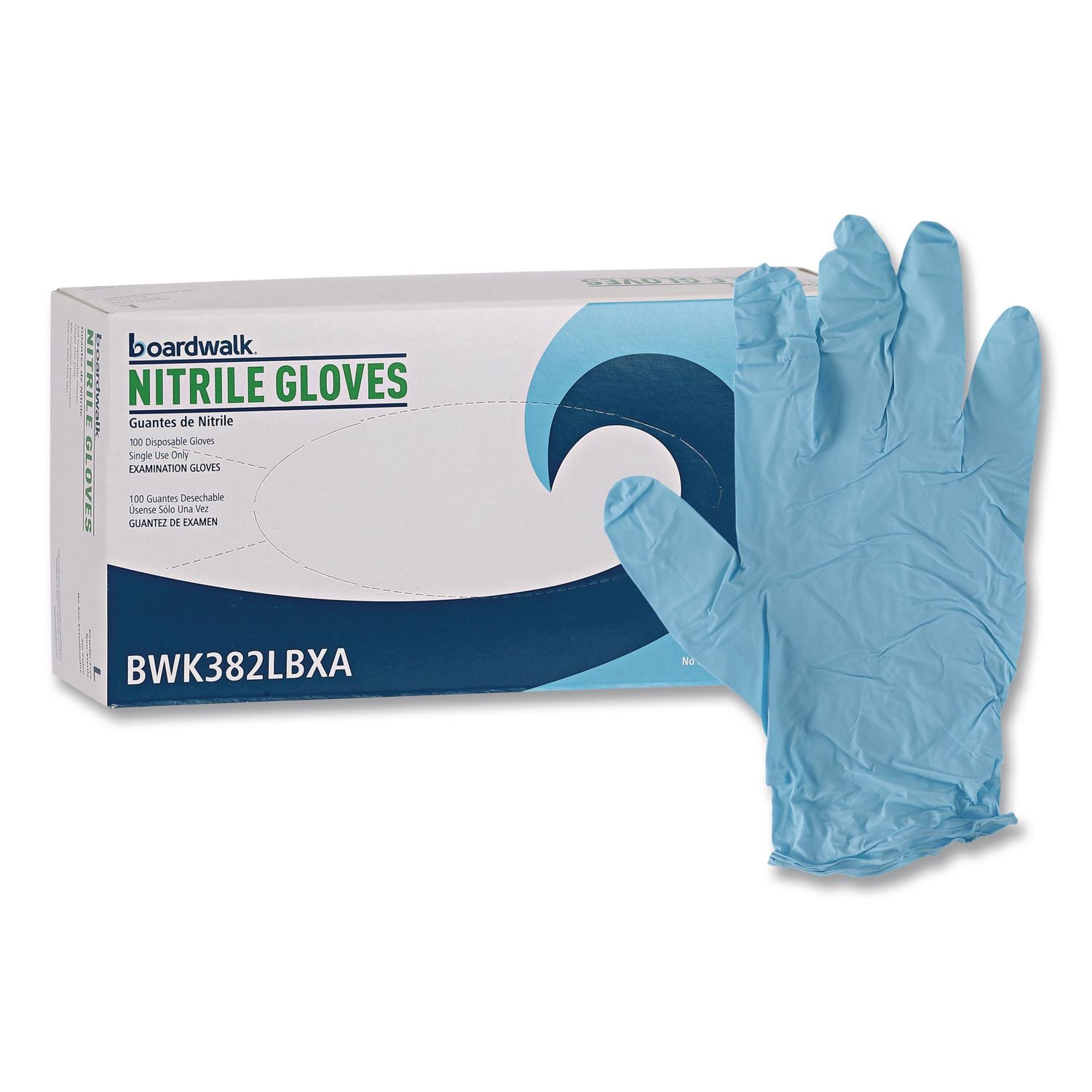 Disposable Examination Nitrile Gloves, Large, Blue, 5 mil, 100/Box