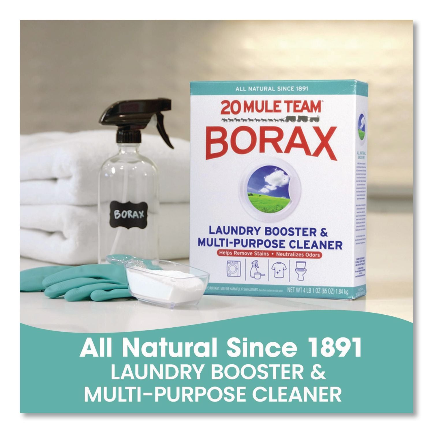 20 Mule Team Borax Laundry Booster, Powder, 4 lb Box, 6 Boxes/Carton
