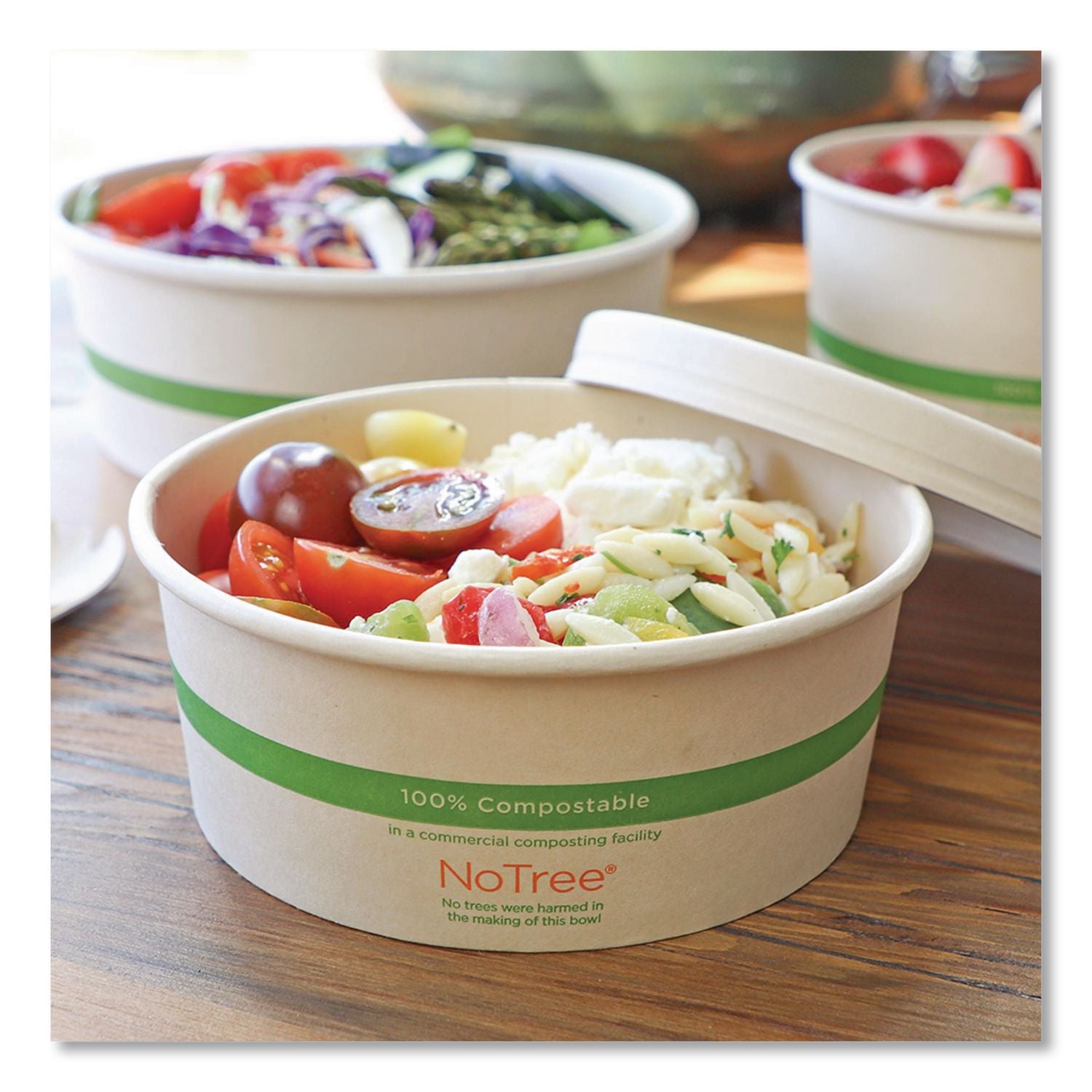 Paper Lids for Bowls. 5.9" Diameter, Natural, Paper, 300/Carton