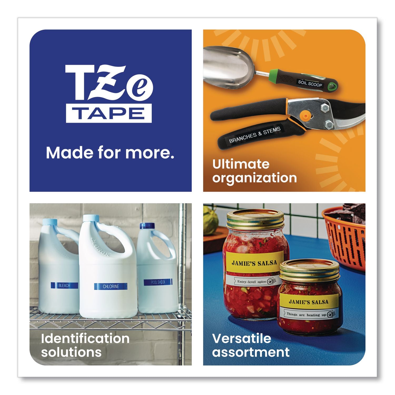 TZe Standard Adhesive Laminated Labeling Tape, 0.7" x 26.2 ft, Blue on White