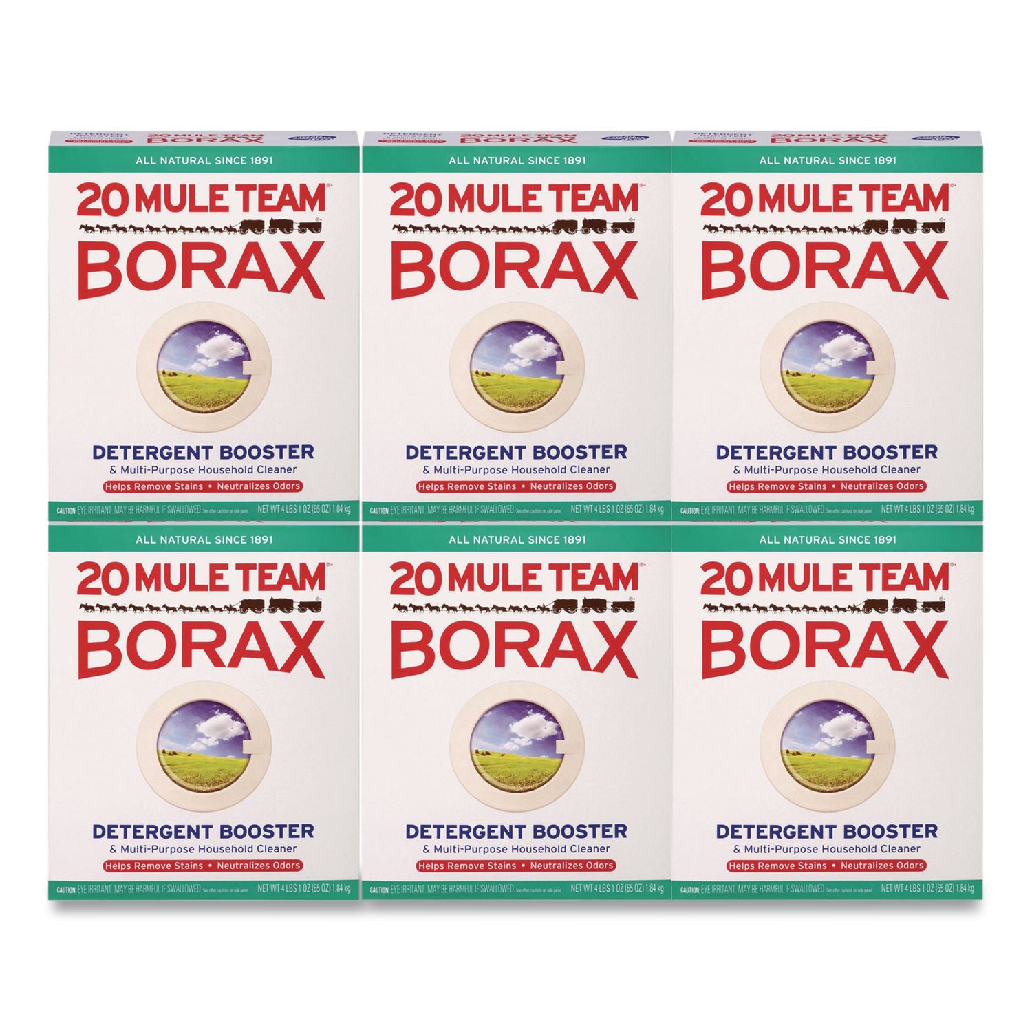 20 Mule Team Borax Laundry Booster, Powder, 4 lb Box, 6 Boxes/Carton
