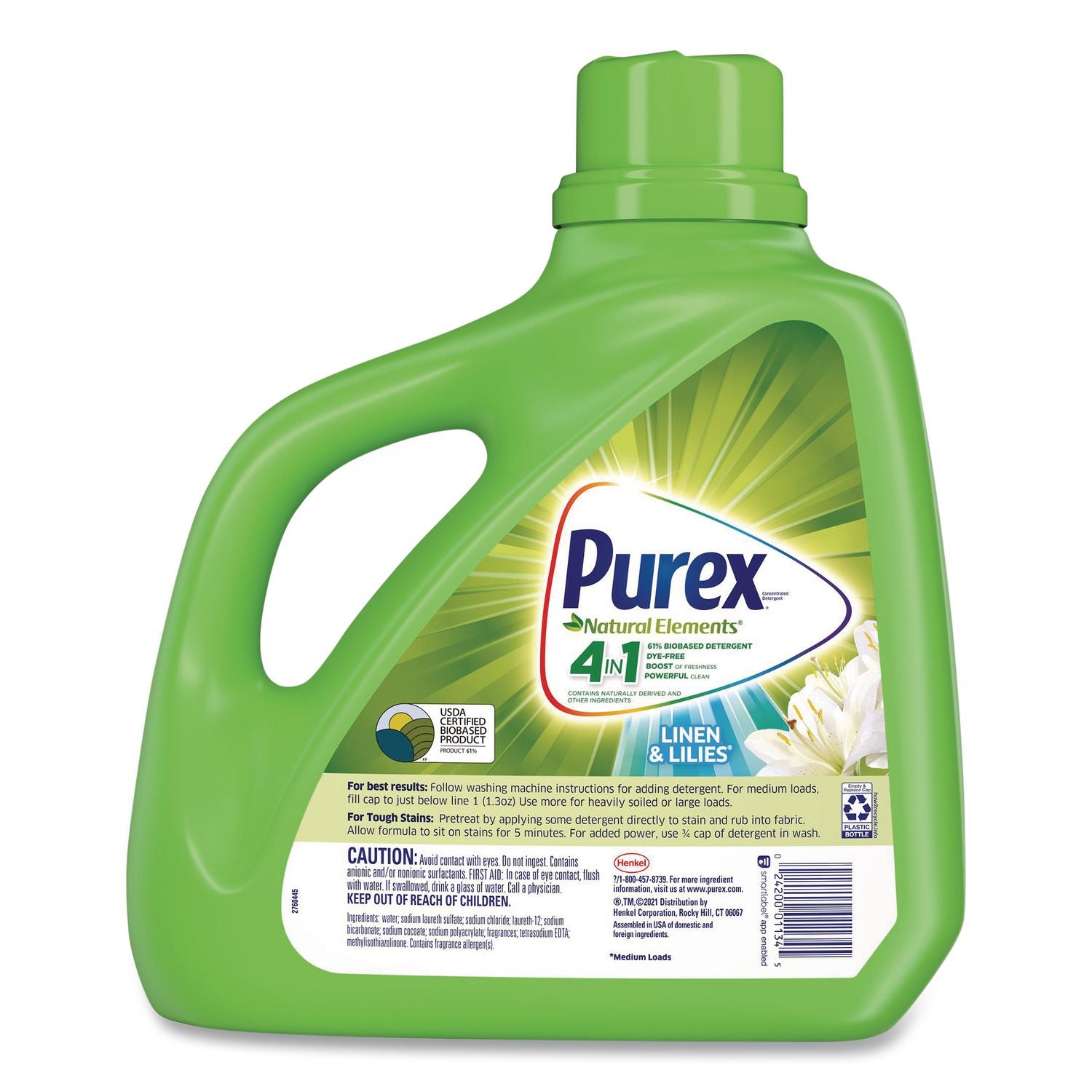 Ultra Natural Elements HE Liquid Detergent, Linen and Lilies, 150 oz Bottle