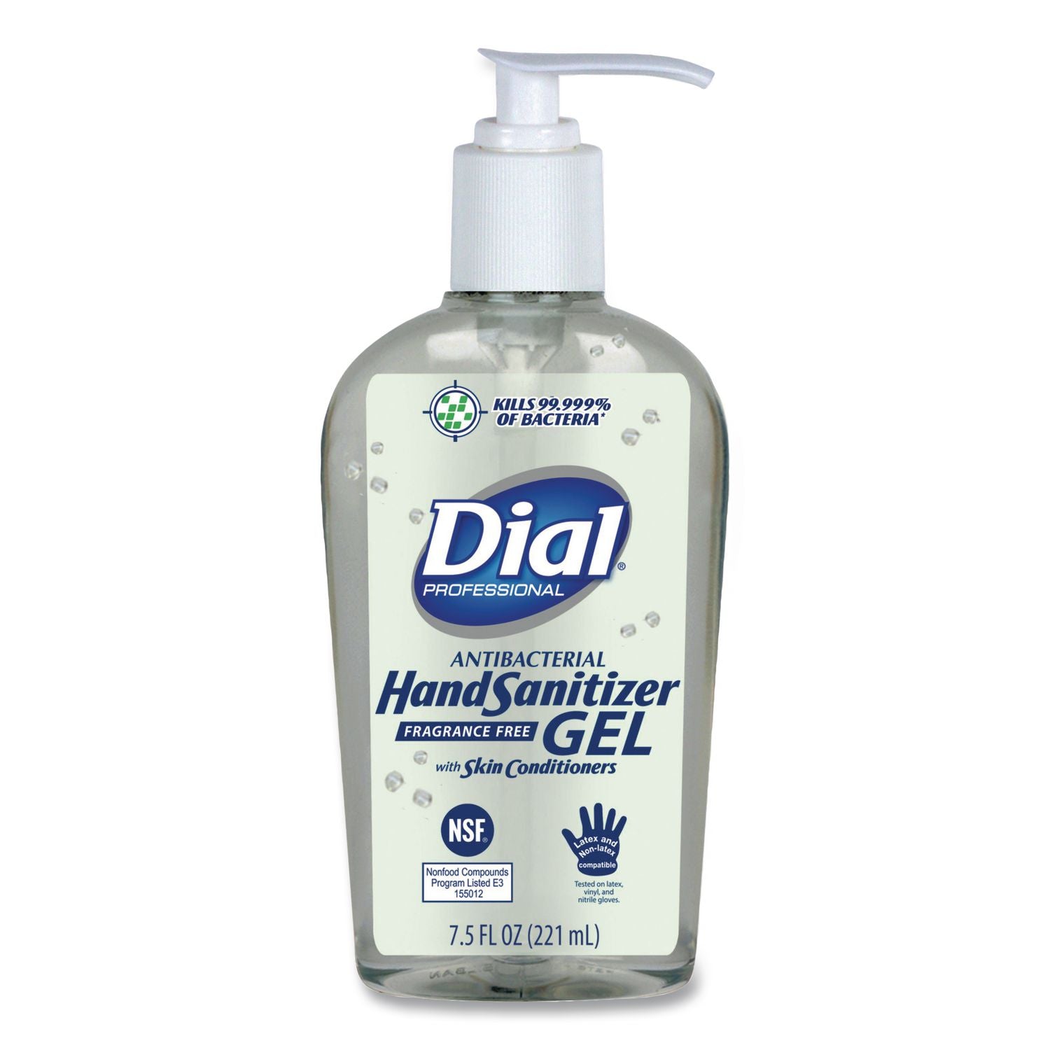 Antibacterial with Moisturizers Gel Hand Sanitizer, 7.5 oz Pump Bottle, Fragrance-Free, 12/Carton