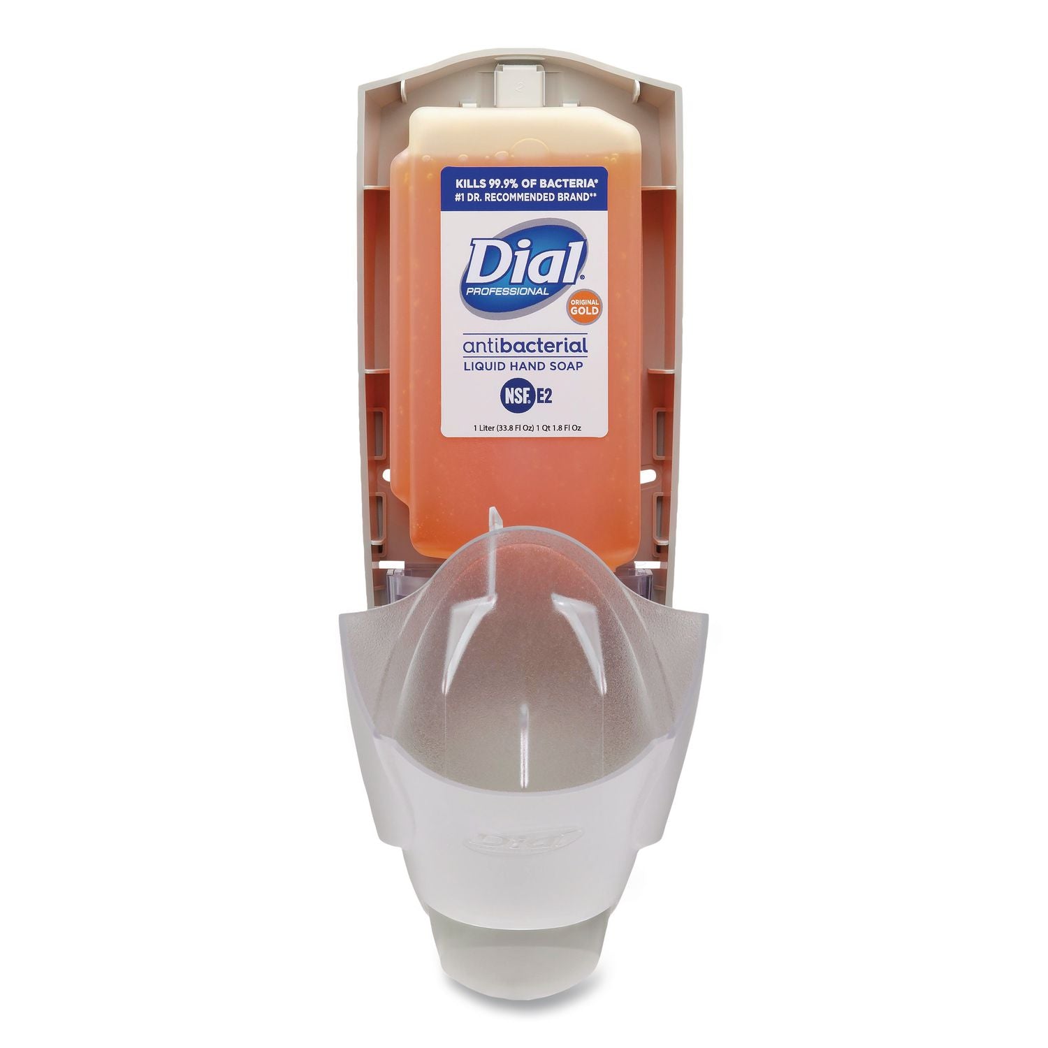 Dial Sensitive Skin Antimicrobial Hand Soap - Manual - 1.06 quart Capacity - Antimicrobial, Locking Mechanism, Vandal Resistant, Push Button - Ice - 1Each