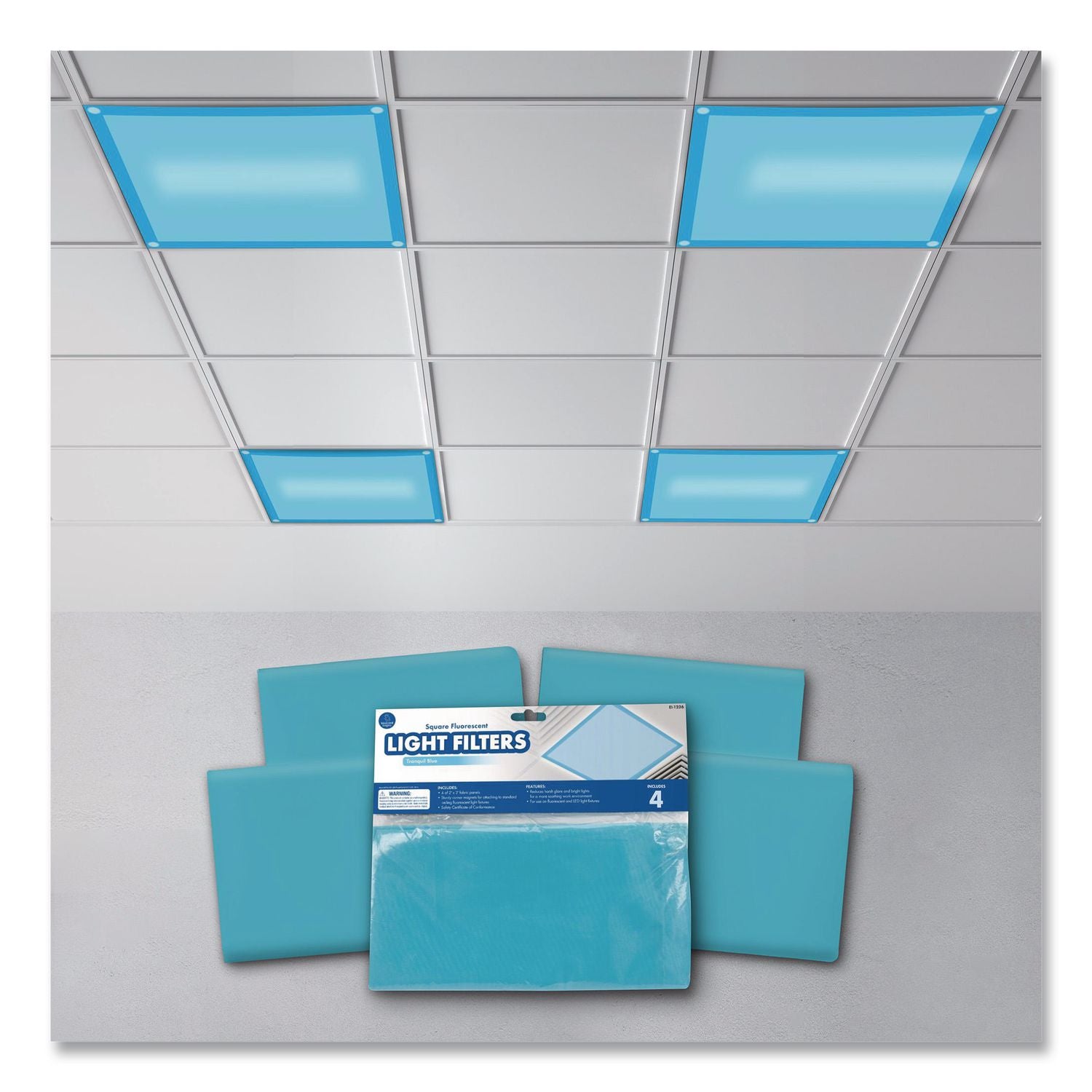 Educational Insights Square Fluorescent Light Filters (Tranquil Blue) - 1 Each