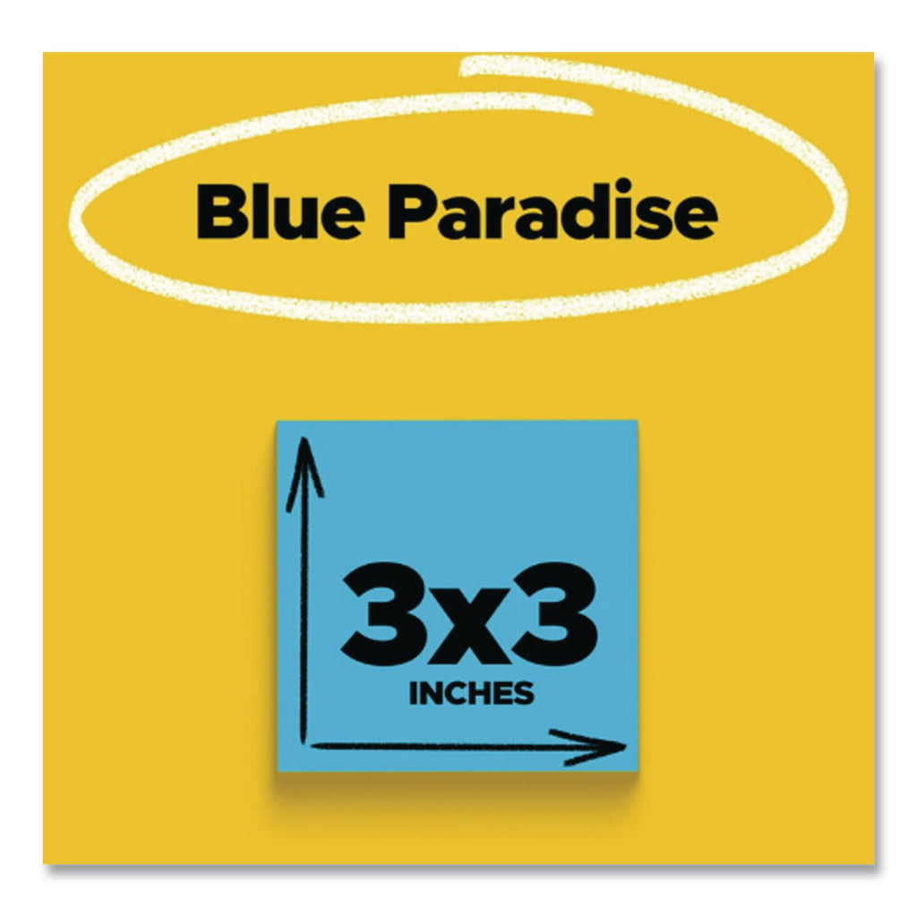 Self-Stick Notes, 3" x 3", Electric Blue, 90 Sheets/Pad, 5 Pads/Pack