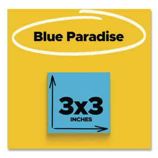 Self-Stick Notes, 3" x 3", Electric Blue, 90 Sheets/Pad, 5 Pads/Pack