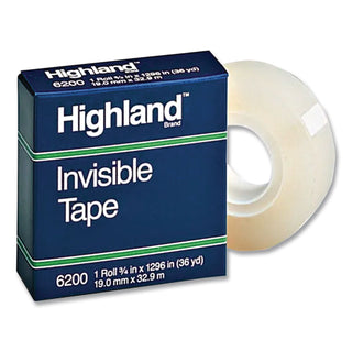 Invisible Permanent Mending Tape, 3" Core, 0.5" x 72 yds, Clear