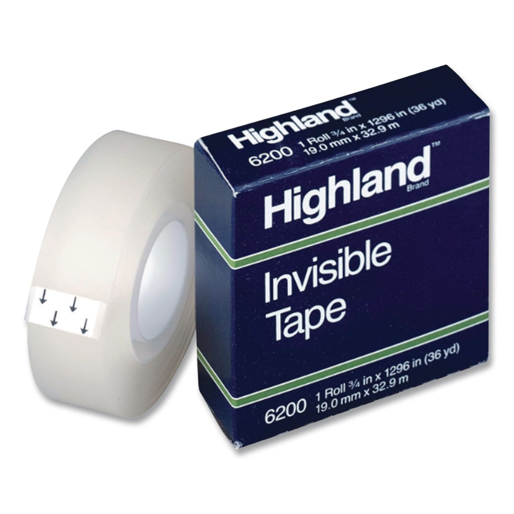 Invisible Permanent Mending Tape, 3" Core, 0.5" x 72 yds, Clear
