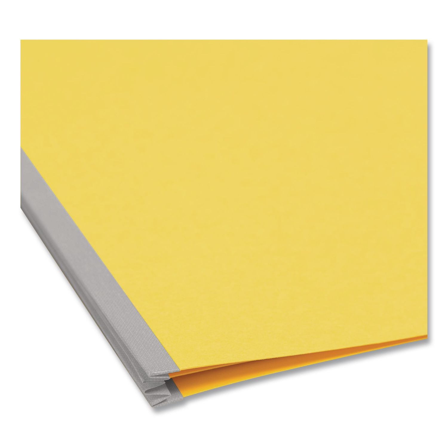 Top Tab Classification Folders, Six SafeSHIELD Fasteners, 2" Expansion, 2 Dividers, Letter Size, Yellow Exterior, 10/Box