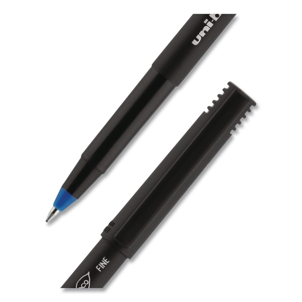 ONYX Roller Ball Pen, Stick, Fine 0.7 mm, Blue Ink, Black/Blue Barrel, 72/Pack