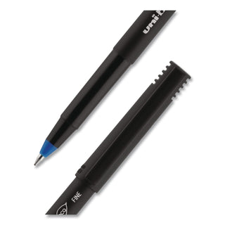 ONYX Roller Ball Pen, Stick, Fine 0.7 mm, Blue Ink, Black/Blue Barrel, 72/Pack
