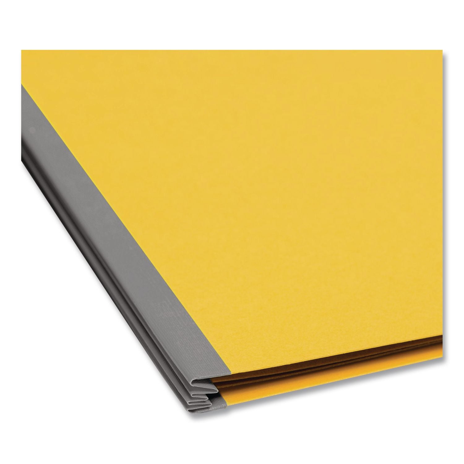 6-Section Pressboard Top Tab Pocket Classification Folders, 6 SafeSHIELD Fasteners, 2 Dividers, Letter Size, Yellow, 10/Box