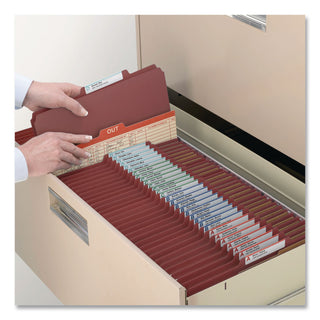 Pressboard Classification Folders, Eight SafeSHIELD Fasteners, 2/5-Cut Tabs, 3 Dividers, Letter Size, Red, 10/Box
