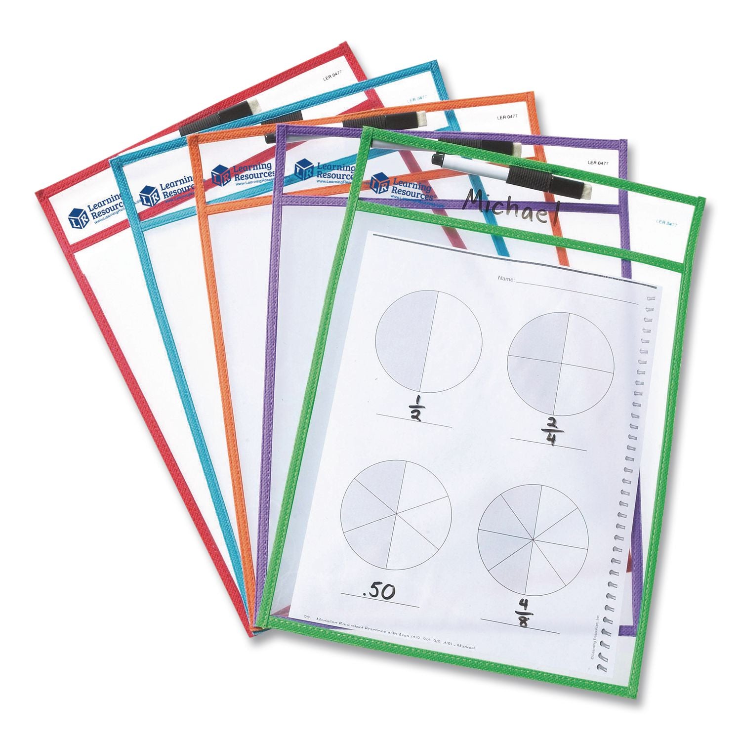 Learning Resources Write-and-wipe Pockets - White Surface - Portable - Reusable - 5 / Set