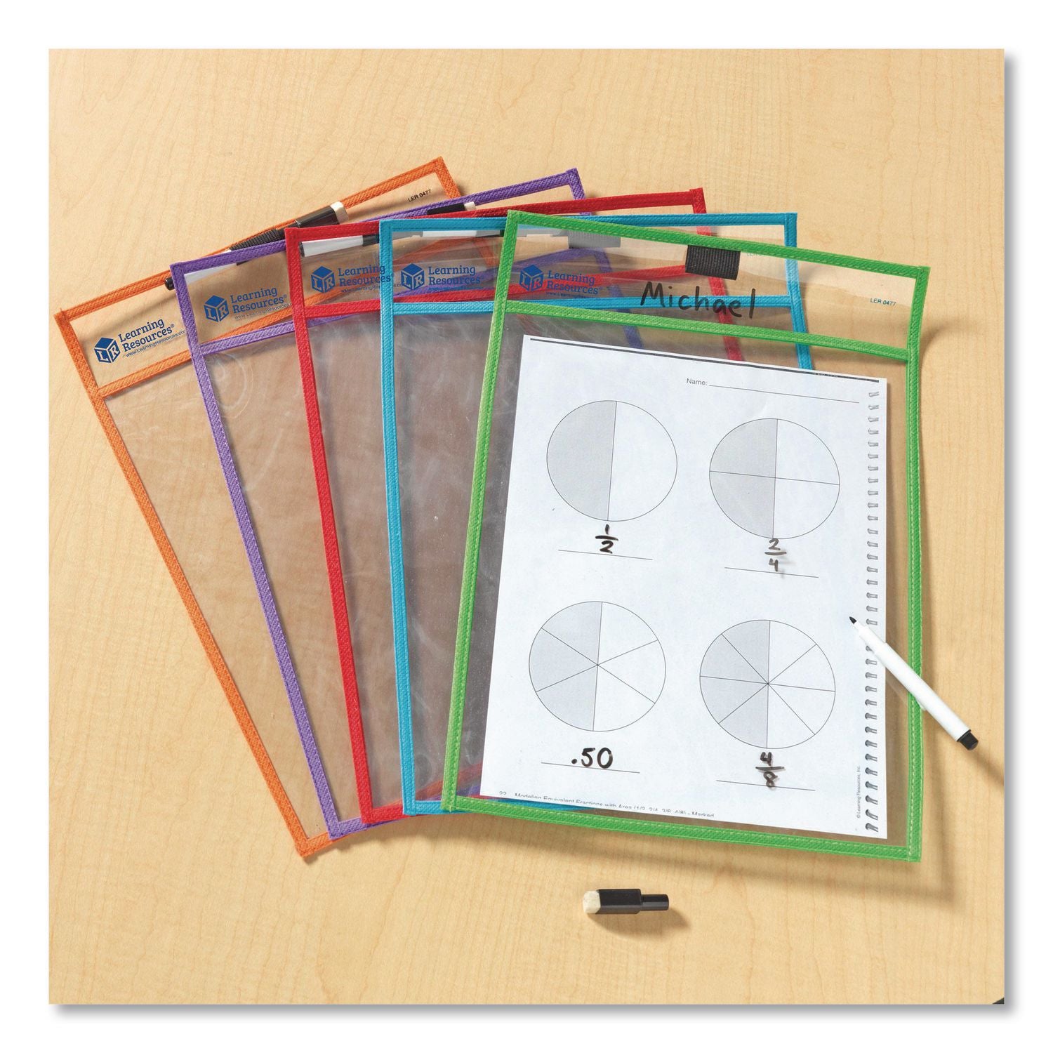 Learning Resources Write-and-wipe Pockets - White Surface - Portable - Reusable - 5 / Set