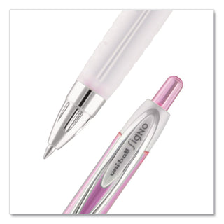 Signo 207 City of Hope Edition Gel Pen, Retractable, Bold 1 mm, Black Ink, Translucent Pink/Translucent White Barrel, Dozen