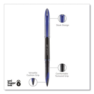 AIR Porous Gel Pen, Stick, Medium 0.7 mm, Blue Ink, Black/Blue Barrel, 3/Pack