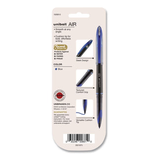 AIR Porous Gel Pen, Stick, Medium 0.7 mm, Blue Ink, Black/Blue Barrel, 3/Pack