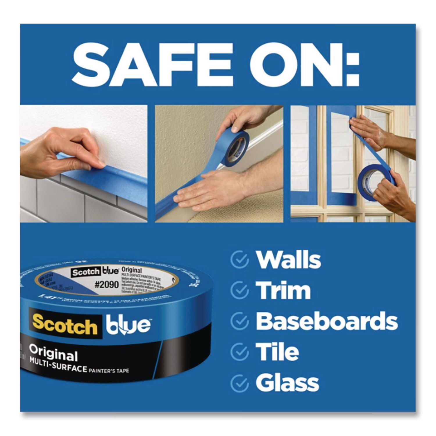 Original Multi-Surface Painter's Tape, 3" Core, 0.70" x 60 yds, Blue