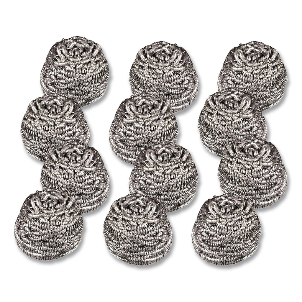 Stainless Steel Scrubber, Silver, 12/Carton