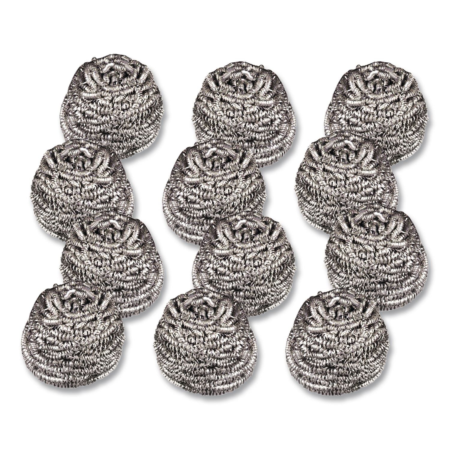 Stainless Steel Scrubber, Silver, 12/Carton