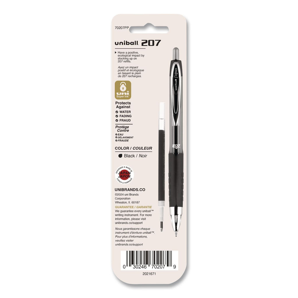 Refill for Signo Gel 207 Pens, Medium 0.7 mm Conical Tip, Black Ink, 2/Pack