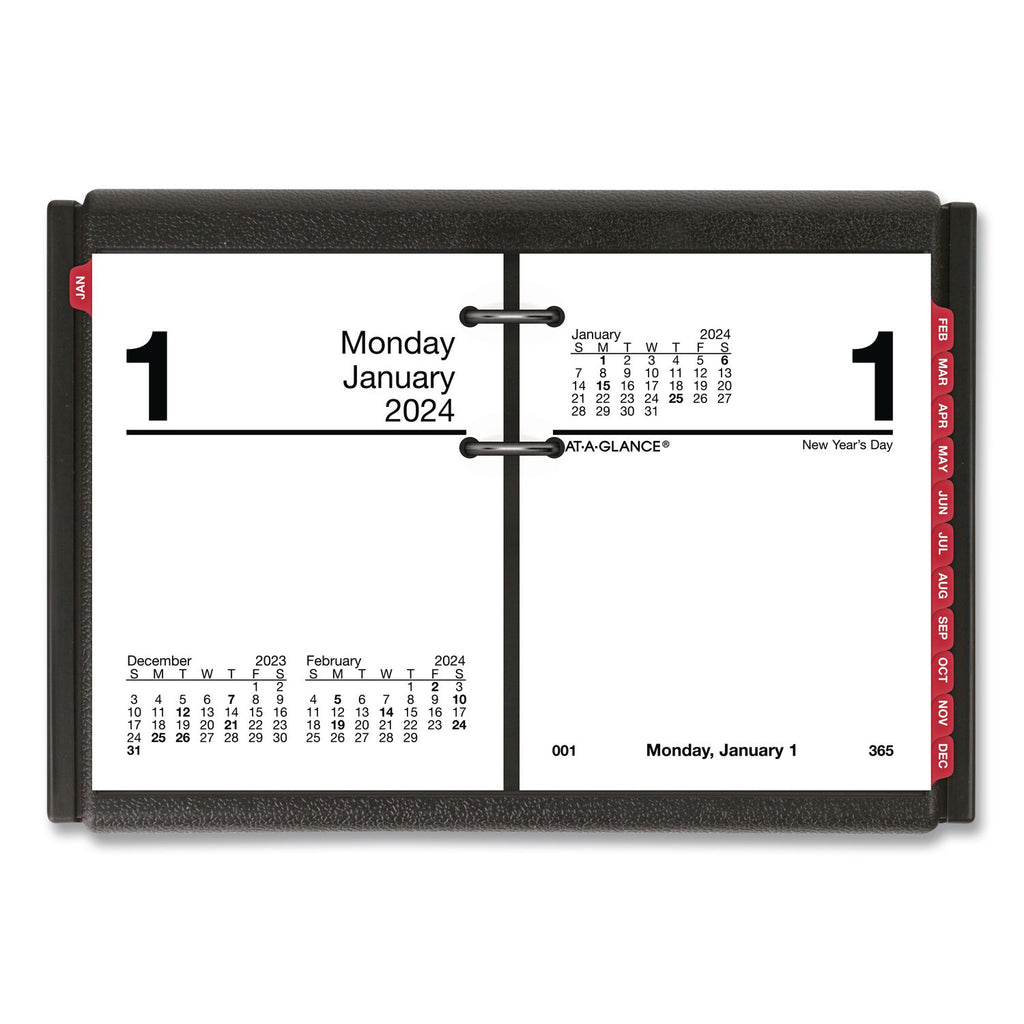 Desk Calendar Base for Loose-Leaf Refill, 3 x 3.75, Black