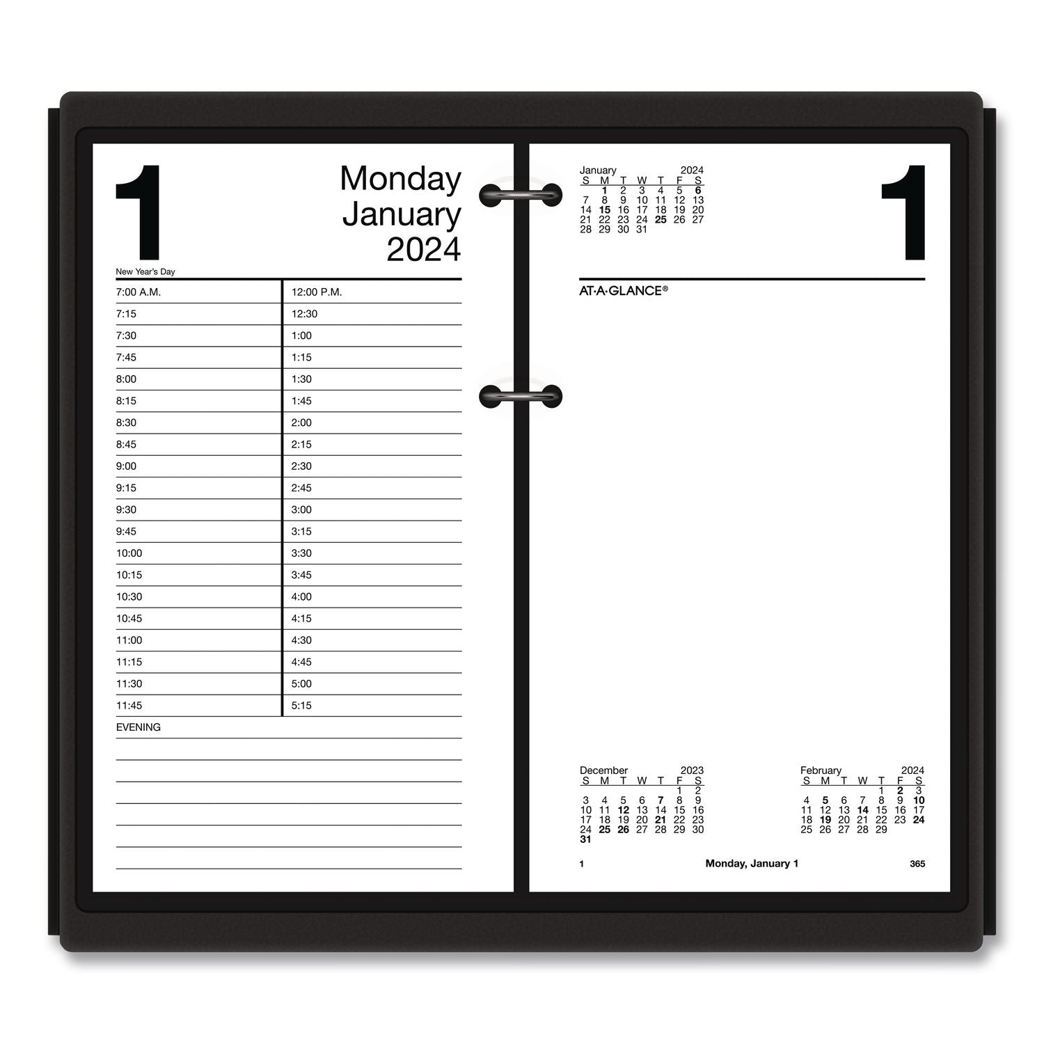 Desk Calendar Base for Loose-Leaf Refill, 4.5 x 8, Black