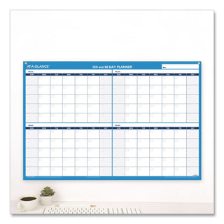 90/120-Day Undated Horizontal Erasable Wall Planner, 36 x 24, White/Blue Sheets, Undated