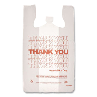Thank You Bags, 11.5 x 6.5 x 21, White with Red Print, 1,000/Carton