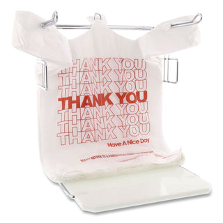 Thank You Bags, 11.5 x 6.5 x 21, White with Red Print, 1,000/Carton