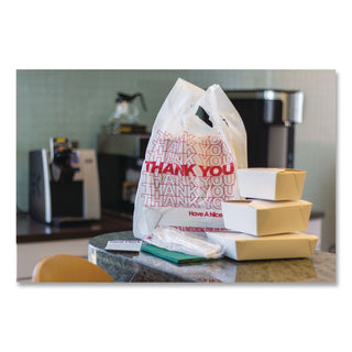 Thank You Bags, 11.5 x 6.5 x 21, White with Red Print, 1,000/Carton