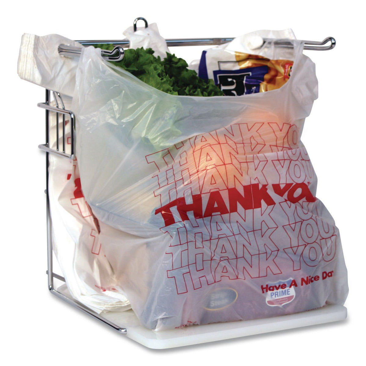 Thank You Bags, 11.5 x 6.5 x 21, White with Red Print, 1,000/Carton