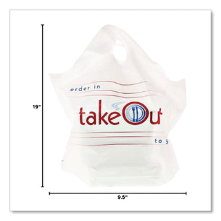 Wave Top To-Go Bags, 19 x 9.5 x 19, White with Red Print, 500/Carton