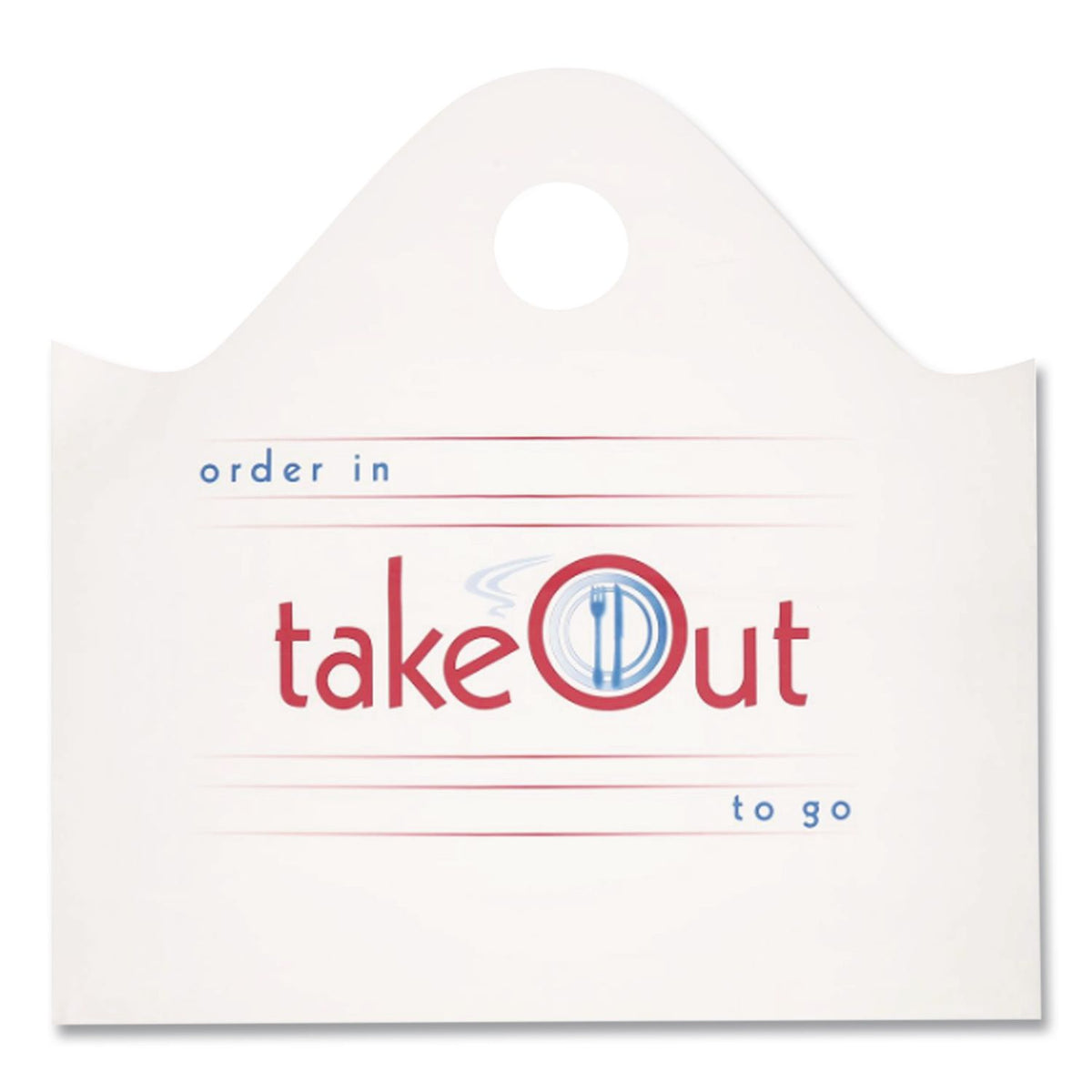 Wave Top To-Go Bags, 19 x 9.5 x 19, White with Red Print, 500/Carton
