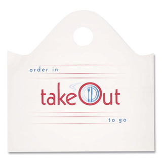 Wave Top To-Go Bags, 19 x 9.5 x 19, White with Red Print, 500/Carton