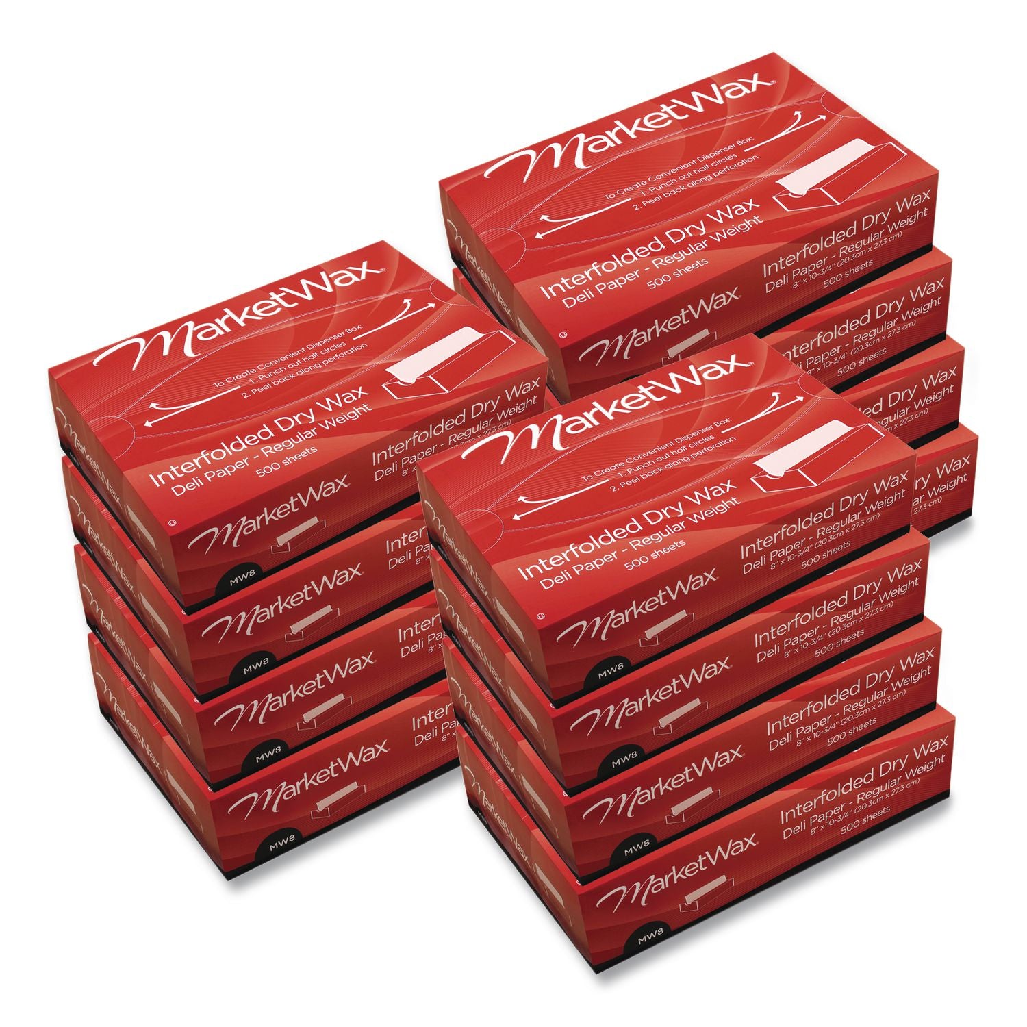 MarketWax Interfolded Dry Wax Deli Paper, 8 x 10.75, White, 500/Box, 12 Boxes/Carton