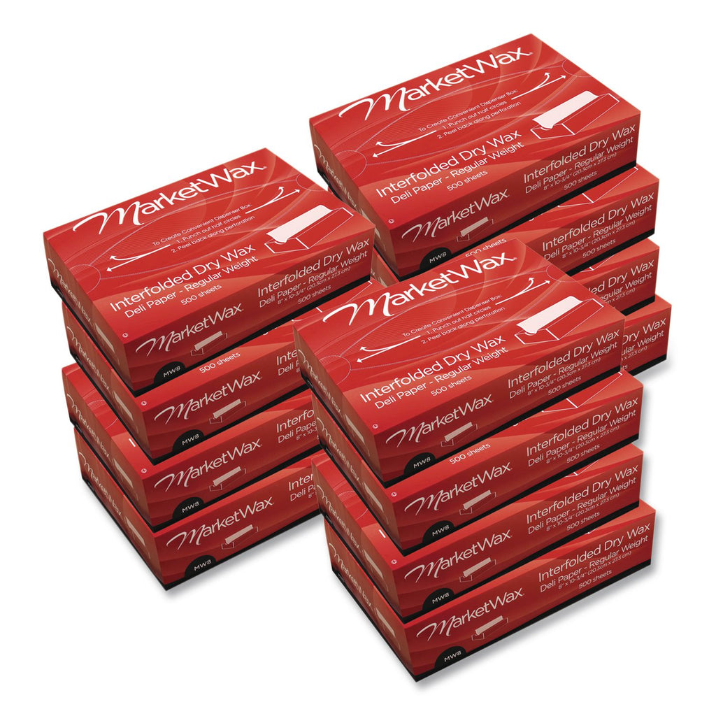 QF12 Interfolded Dry Wax Deli Paper, 12 x 10.75, White, 500/Box, 12 Boxes/Carton