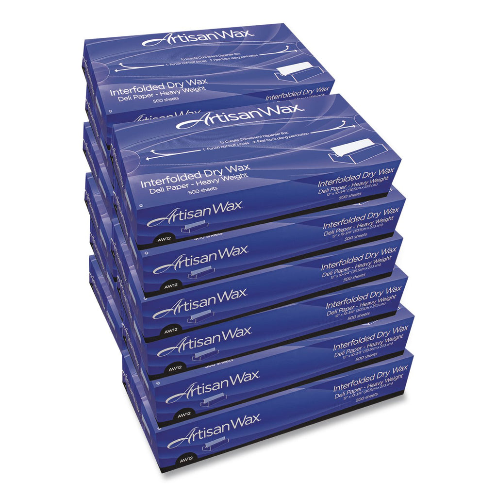 ArtisanWax Interfolded Dry Wax Deli Paper, 10 x 10.75, White, 500/Box, 12 Boxes/Carton