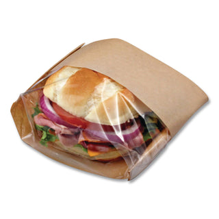 Dubl View Sandwich Bags, 2.35 mil, 9.5" x 2.75", Natural Brown, 500/Carton