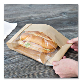 Dubl View Sandwich Bags, 2.35 mil, 9.5" x 2.75", Natural Brown, 500/Carton