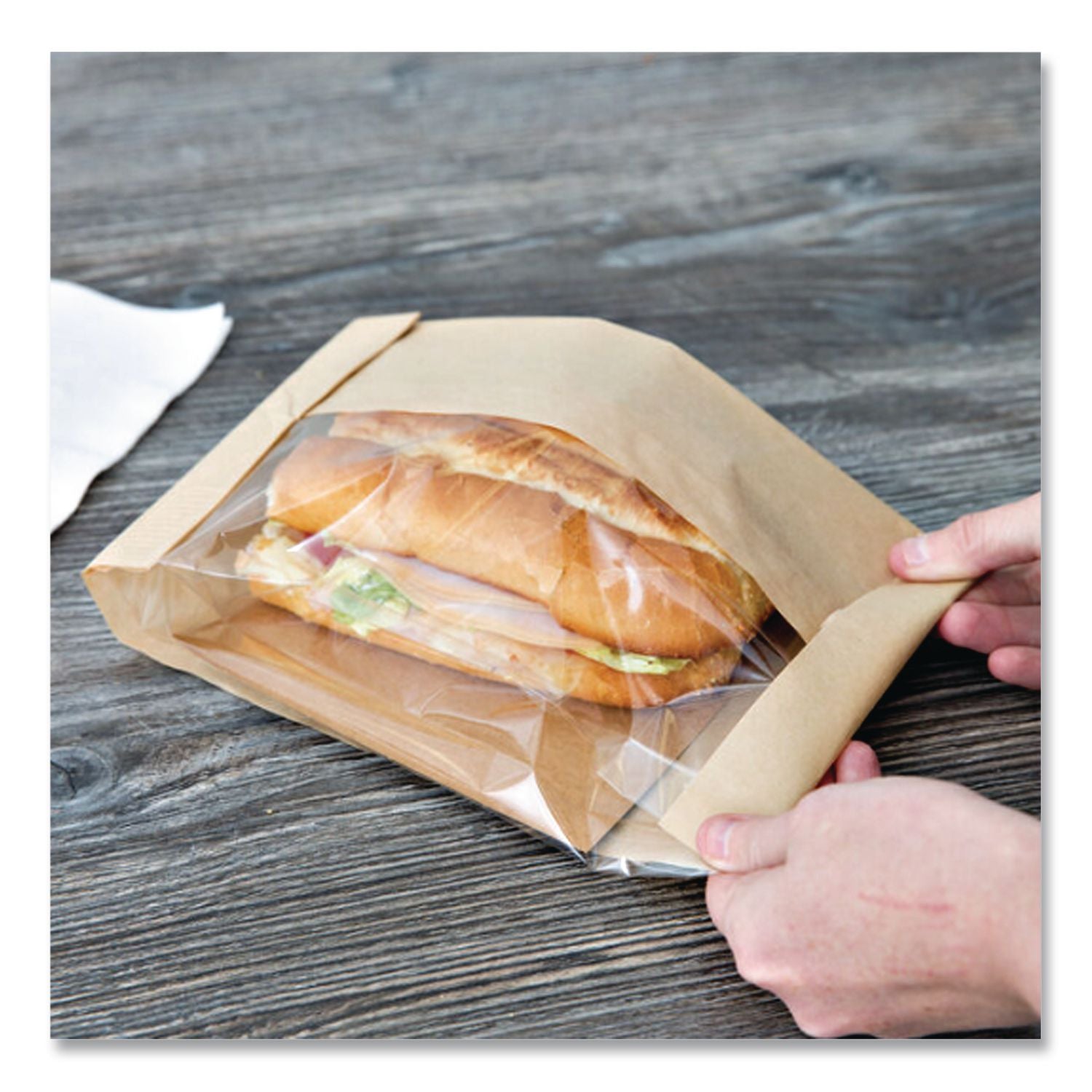 Dubl View Sandwich Bags, 2.35 mil, 9.5" x 2.75", Natural Brown, 500/Carton